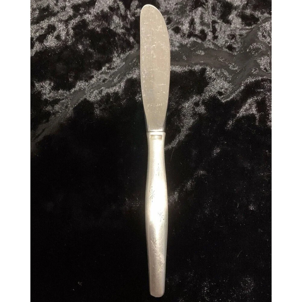 Vintage Gorham Atomic Starburst Stardust Sterling Silver Butter Knife 6.5” MCM